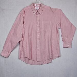 90's Windridge Button Down Men's Size 17 1/2-34/35 Red/White Striped 48557